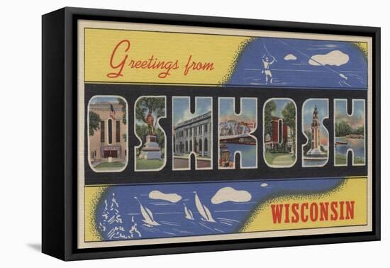 Oshkosh, Wisconsin - Large Letter Scenes-Lantern Press-Framed Stretched Canvas