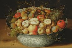 Still Life of Fruit in a Porcelain Bowl (Oil on Panel)-Osias The Elder Beert-Framed Giclee Print