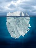 Iceberg Mostly Underwater Floating in Ocean-Oskari Porkka-Framed Premier Image Canvas