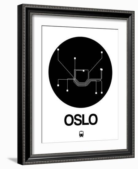 Oslo Black Subway Map-NaxArt-Framed Art Print