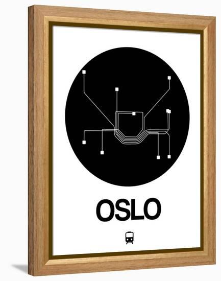 Oslo Black Subway Map-NaxArt-Framed Stretched Canvas