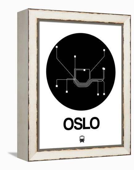 Oslo Black Subway Map-NaxArt-Framed Stretched Canvas