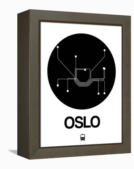 Oslo Black Subway Map-NaxArt-Framed Stretched Canvas