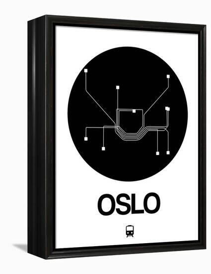 Oslo Black Subway Map-NaxArt-Framed Stretched Canvas