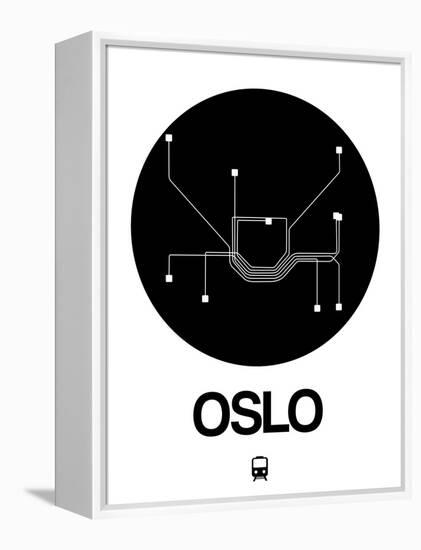 Oslo Black Subway Map-NaxArt-Framed Stretched Canvas