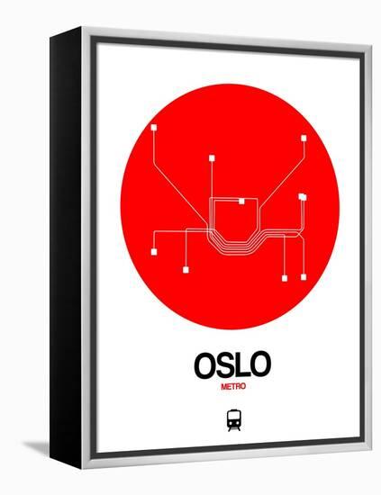 Oslo Red Subway Map-NaxArt-Framed Stretched Canvas