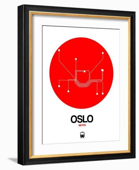 Oslo Red Subway Map-NaxArt-Framed Art Print