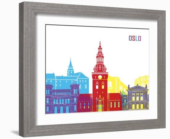 Oslo Skyline Pop-paulrommer-Framed Art Print