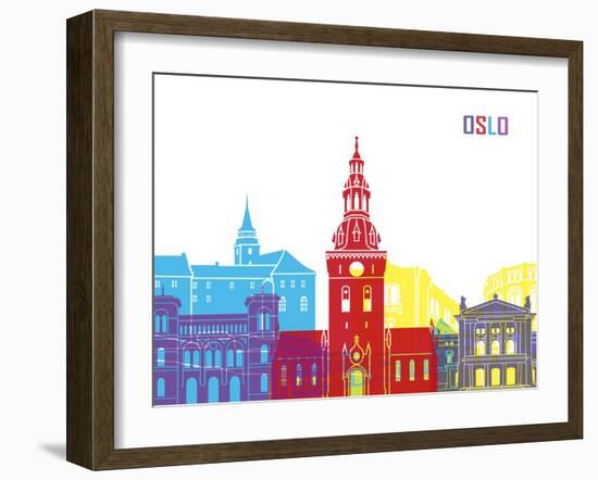 Oslo Skyline Pop-paulrommer-Framed Art Print