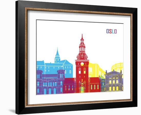 Oslo Skyline Pop-paulrommer-Framed Art Print