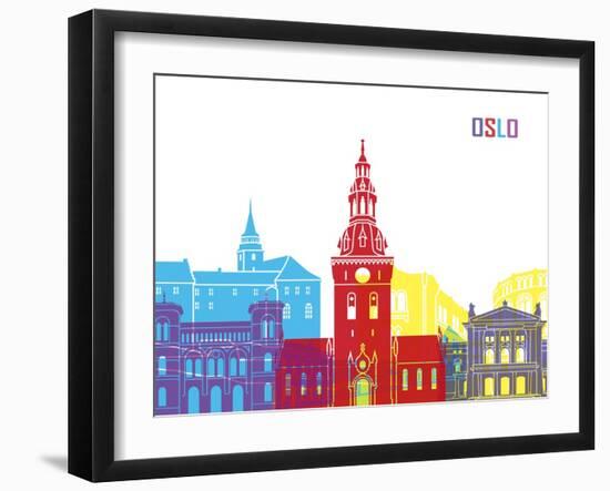 Oslo Skyline Pop-paulrommer-Framed Art Print