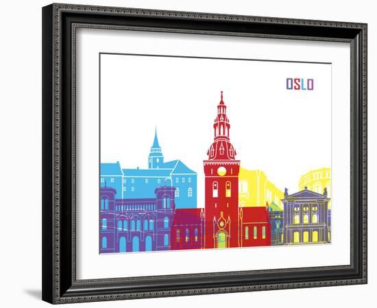 Oslo Skyline Pop-paulrommer-Framed Art Print