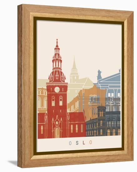 Oslo Skyline Poster-paulrommer-Framed Stretched Canvas