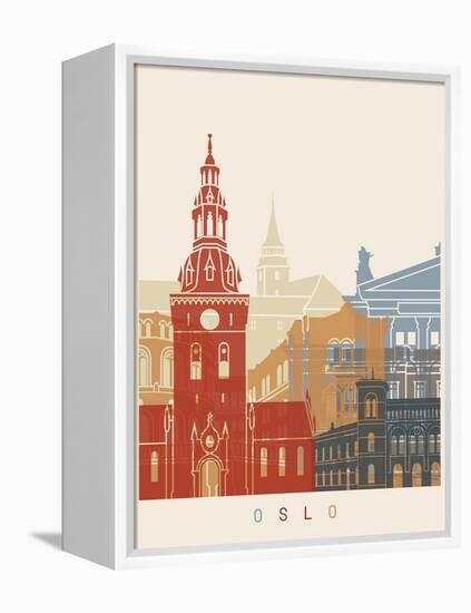 Oslo Skyline Poster-paulrommer-Framed Stretched Canvas