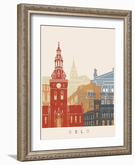 Oslo Skyline Poster-paulrommer-Framed Art Print