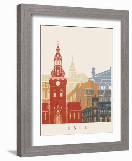 Oslo Skyline Poster-paulrommer-Framed Art Print