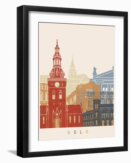 Oslo Skyline Poster-paulrommer-Framed Art Print