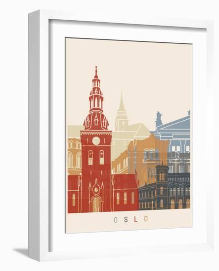 Oslo Skyline Poster-paulrommer-Framed Art Print