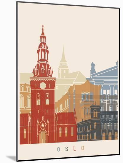 Oslo Skyline Poster-paulrommer-Mounted Art Print