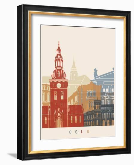 Oslo Skyline Poster-paulrommer-Framed Art Print