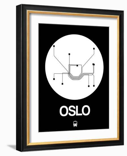 Oslo White Subway Map-NaxArt-Framed Art Print