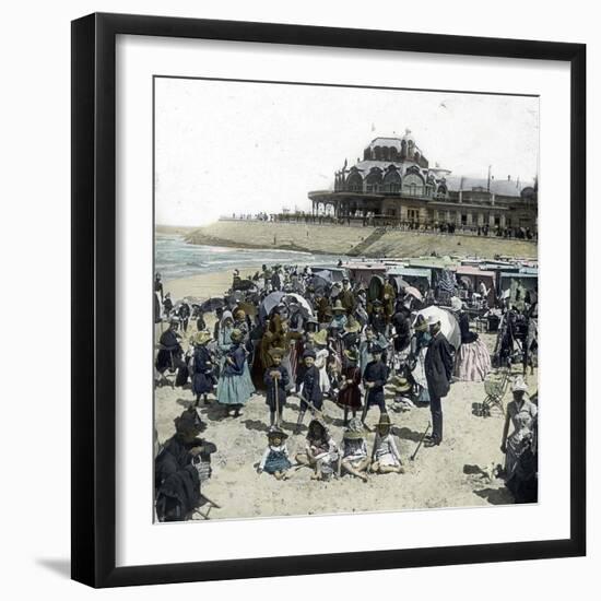 Ostend (Belgium), the Beach and the Kursaal, Circa 1880-Leon, Levy et Fils-Framed Photographic Print