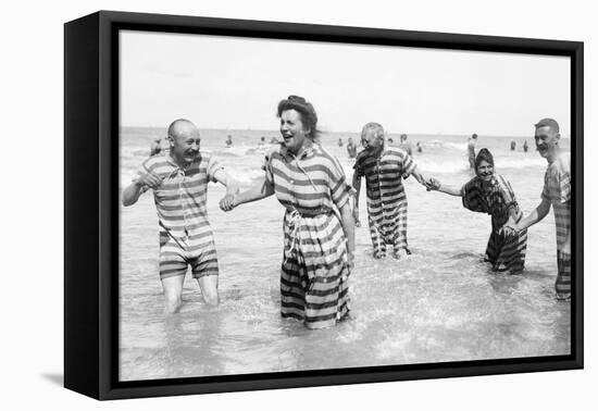 Ostend Seaside, Five Striped Bathers, c.1900-Andrew Pitcairn-knowles-Framed Premier Image Canvas