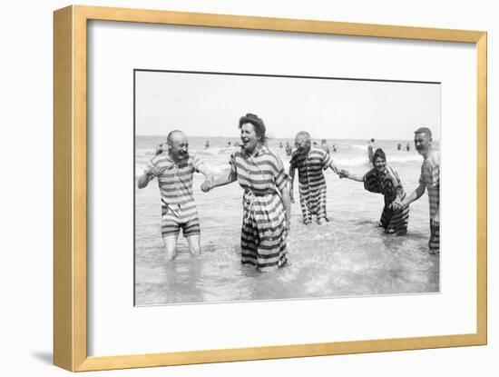 Ostend Seaside, Five Striped Bathers, c.1900-Andrew Pitcairn-knowles-Framed Giclee Print