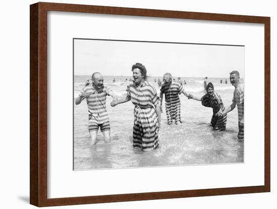 Ostend Seaside, Five Striped Bathers, c.1900-Andrew Pitcairn-knowles-Framed Giclee Print