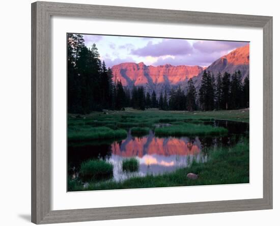 Ostler Peak at Sunset, Stillwater Fork of Bear River Drainage, High Uintas Wilderness, Utah, USA-Scott T. Smith-Framed Photographic Print