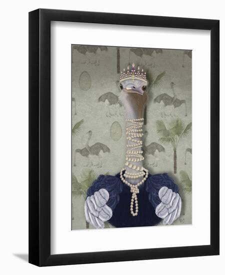 Ostrich and Pearls, Portrait-Fab Funky-Framed Art Print