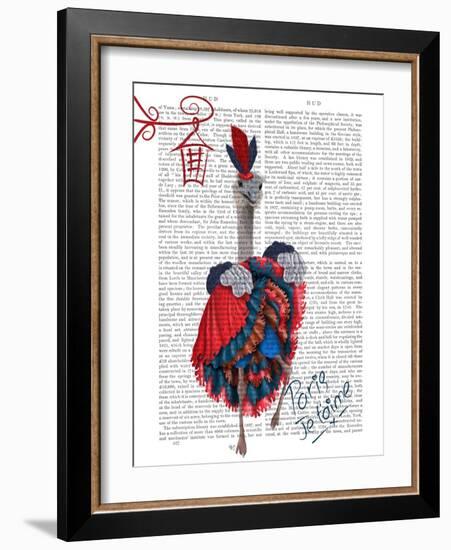 Ostrich, Can Can in Red and Blue-Fab Funky-Framed Art Print