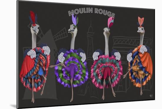 Ostrich, Can Can Troupe-Fab Funky-Mounted Art Print