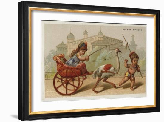 Ostrich Cart-null-Framed Giclee Print