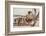 Ostrich chicks gathered near adult, Kgalagadi Transfrontier Park-Ann & Steve Toon-Framed Photographic Print