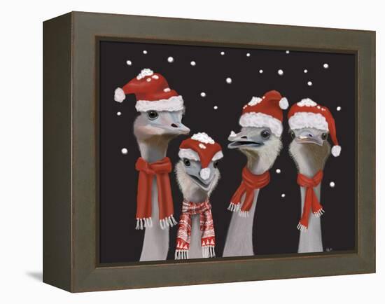 Ostrich, Christmas Gals-Fab Funky-Framed Stretched Canvas