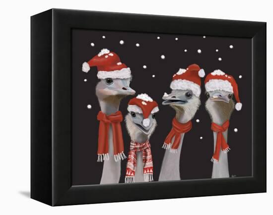 Ostrich, Christmas Gals-Fab Funky-Framed Stretched Canvas