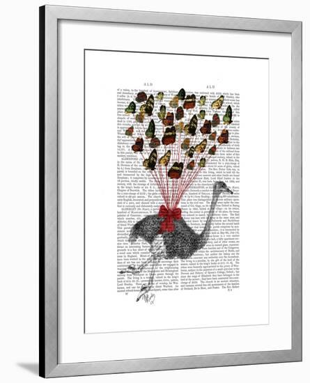 Ostrich Flying with Butterflies-Fab Funky-Framed Art Print