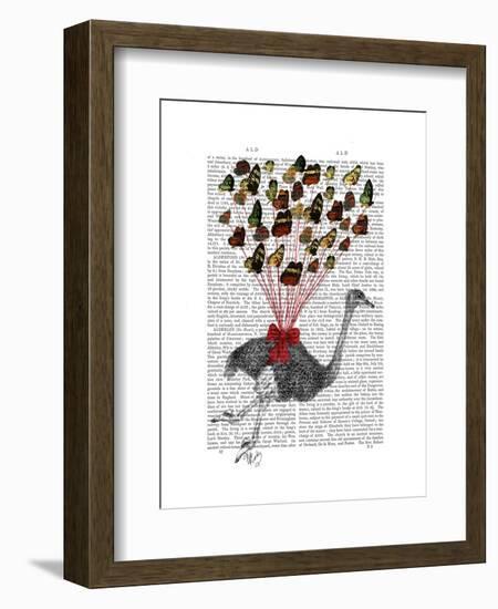 Ostrich Flying with Butterflies-Fab Funky-Framed Art Print