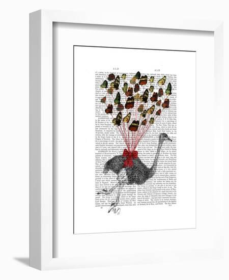 Ostrich Flying with Butterflies-Fab Funky-Framed Art Print