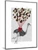 Ostrich Flying with Butterflies-Fab Funky-Mounted Art Print