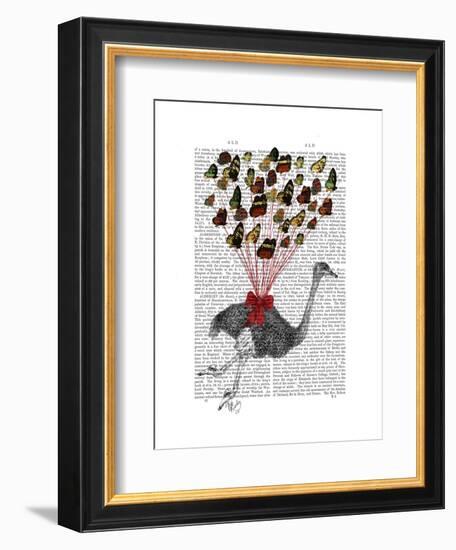 Ostrich Flying with Butterflies-Fab Funky-Framed Art Print