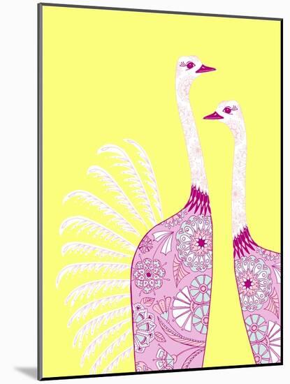 Ostrich Girls-null-Mounted Giclee Print