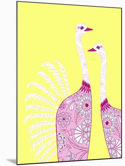 Ostrich Girls-null-Mounted Giclee Print