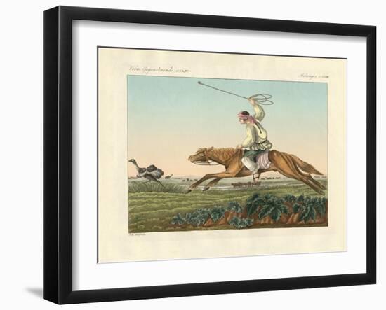 Ostrich Hunting-null-Framed Giclee Print