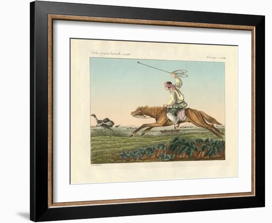 Ostrich Hunting-null-Framed Giclee Print