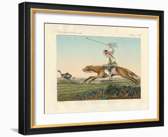 Ostrich Hunting-null-Framed Giclee Print