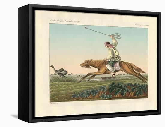 Ostrich Hunting-null-Framed Premier Image Canvas