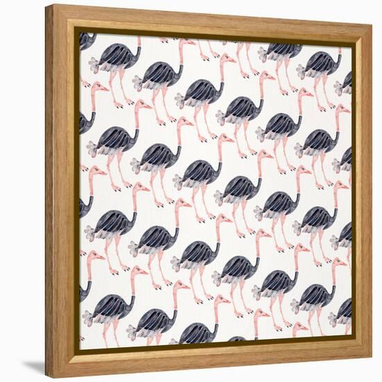 Ostrich Pattern-Cat Coquillette-Framed Stretched Canvas