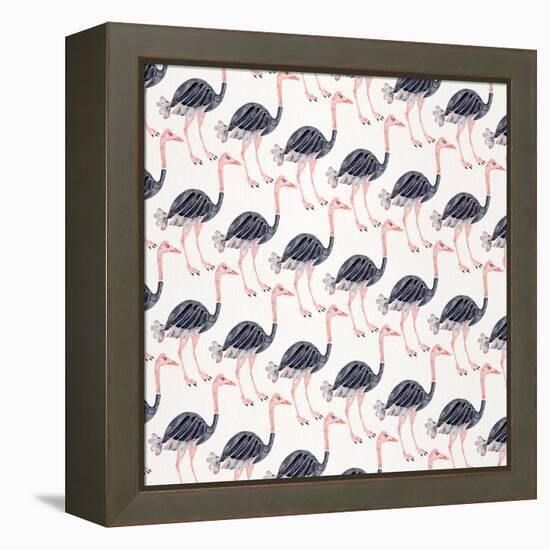 Ostrich Pattern-Cat Coquillette-Framed Stretched Canvas